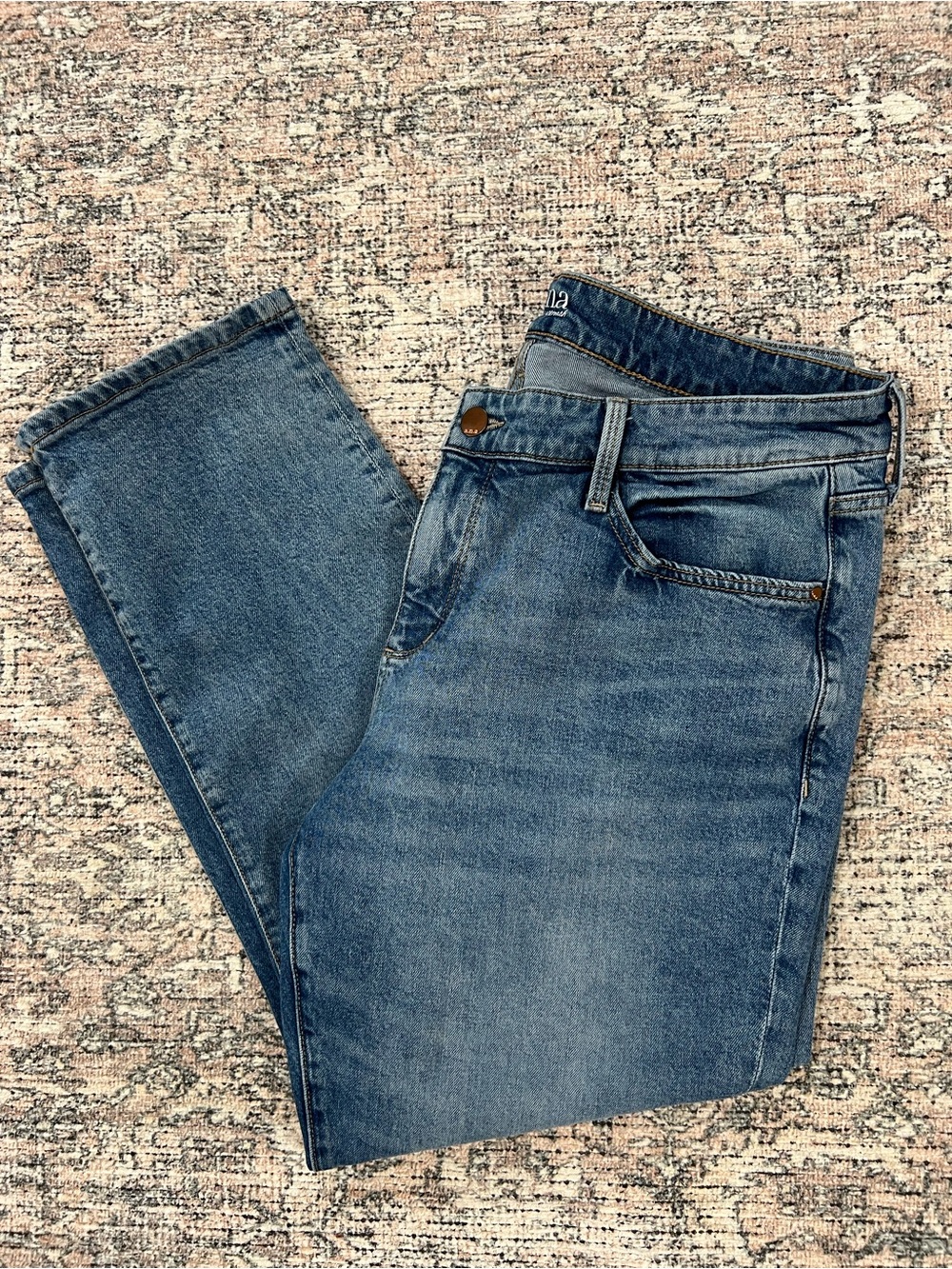 Ana Mid Rise Boyfriend Jeans Women's 14W Blue Denim Stretch - Picture 6 of 12